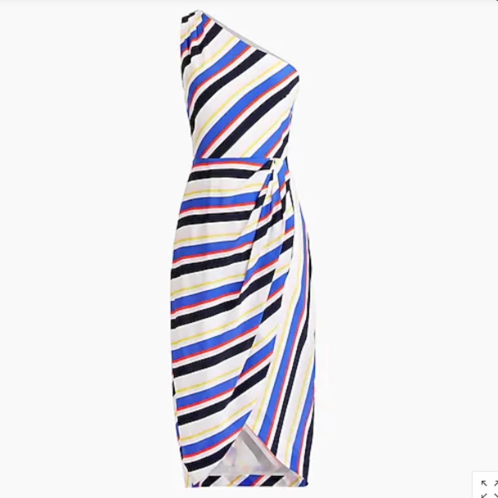 J Crew Silk one-shoulder dress in primary stripe  - 12